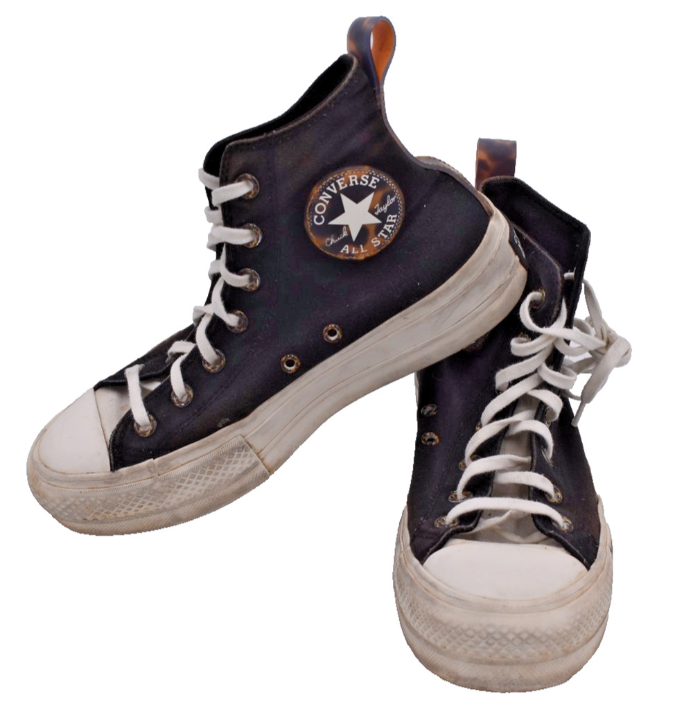 CONVERSE Tortoise Platform Hi Top Shoes A05257C - Black/Tawny - Womens Sz 8